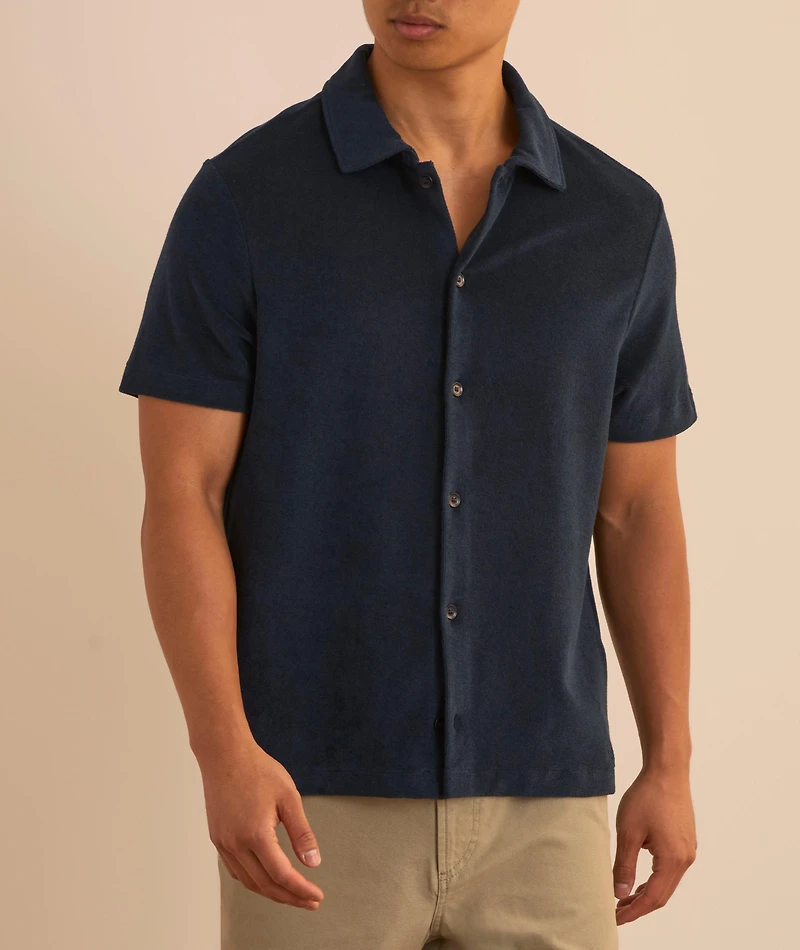 Terry Cotton Full-Button Polo