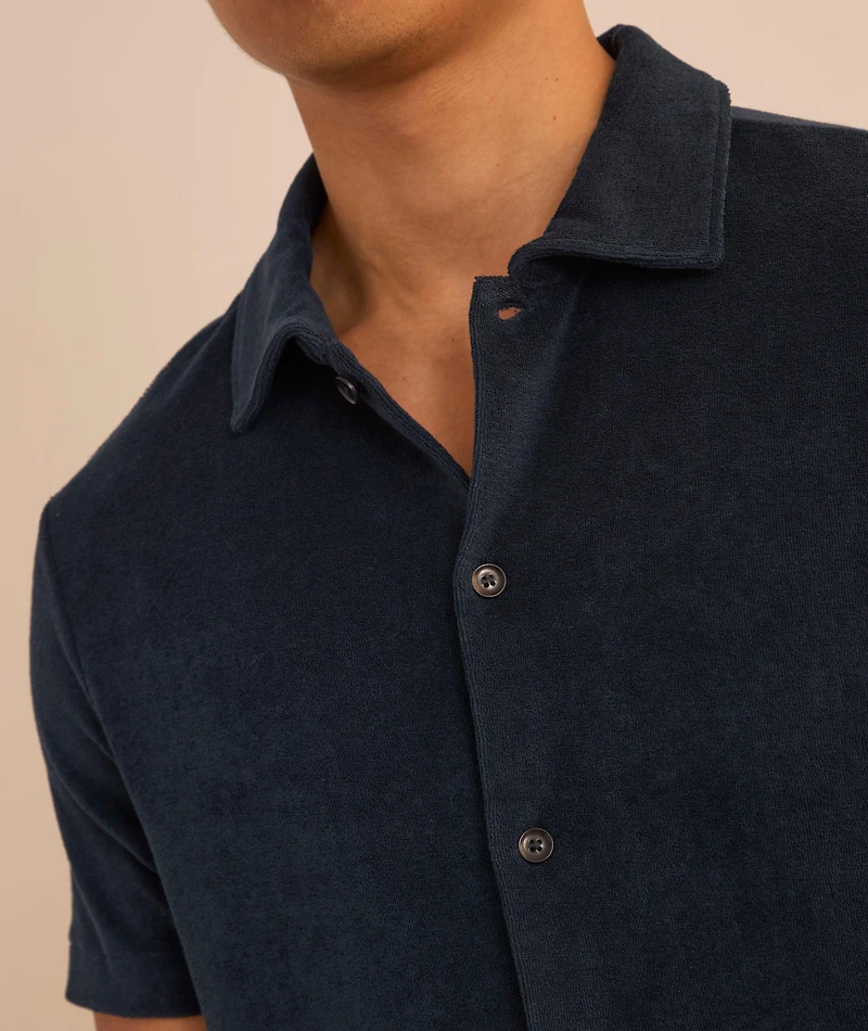 Terry Cotton Full-Button Polo