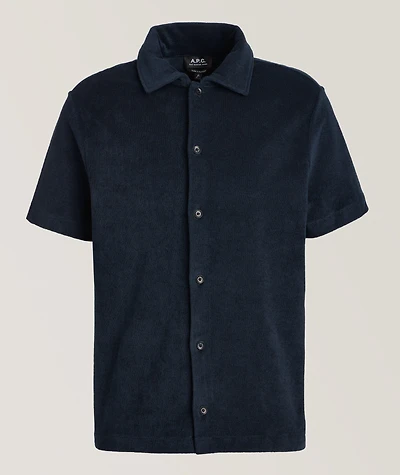 Terry Cotton Full-Button Polo