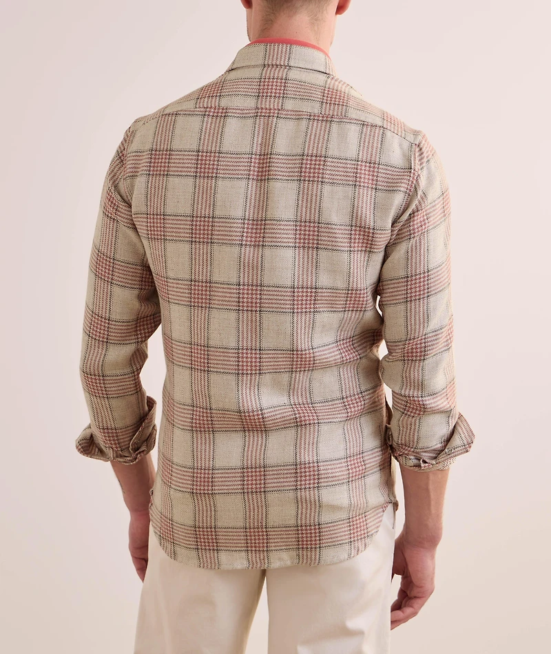 Check Linen-Silk-Cotton Overshirt
