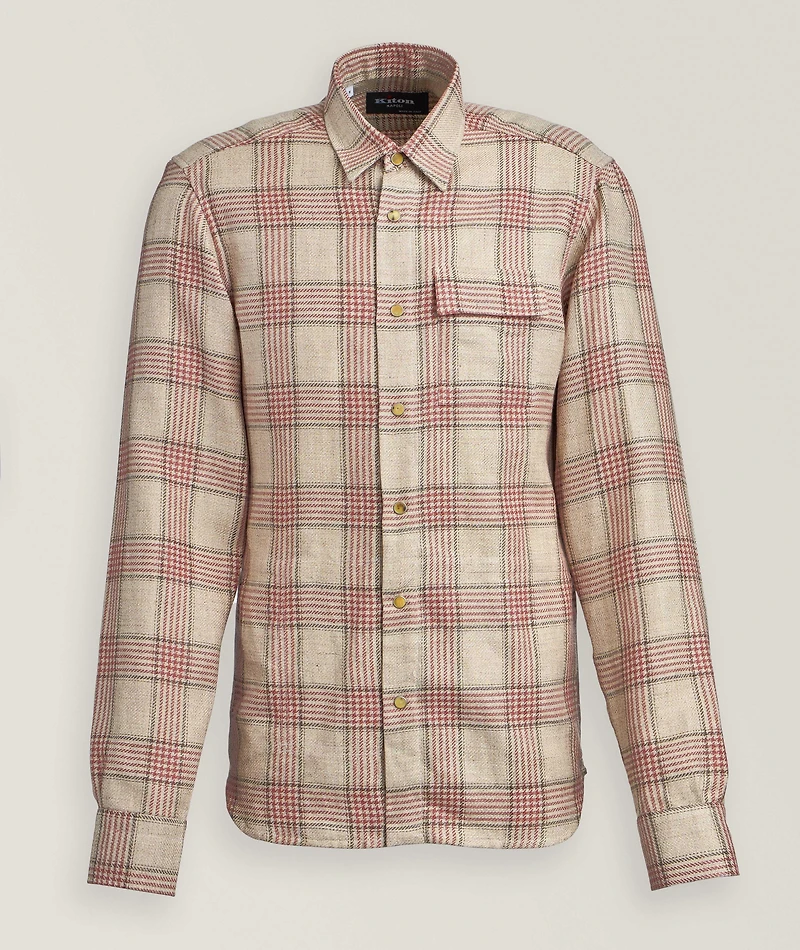 Check Linen-Silk-Cotton Overshirt