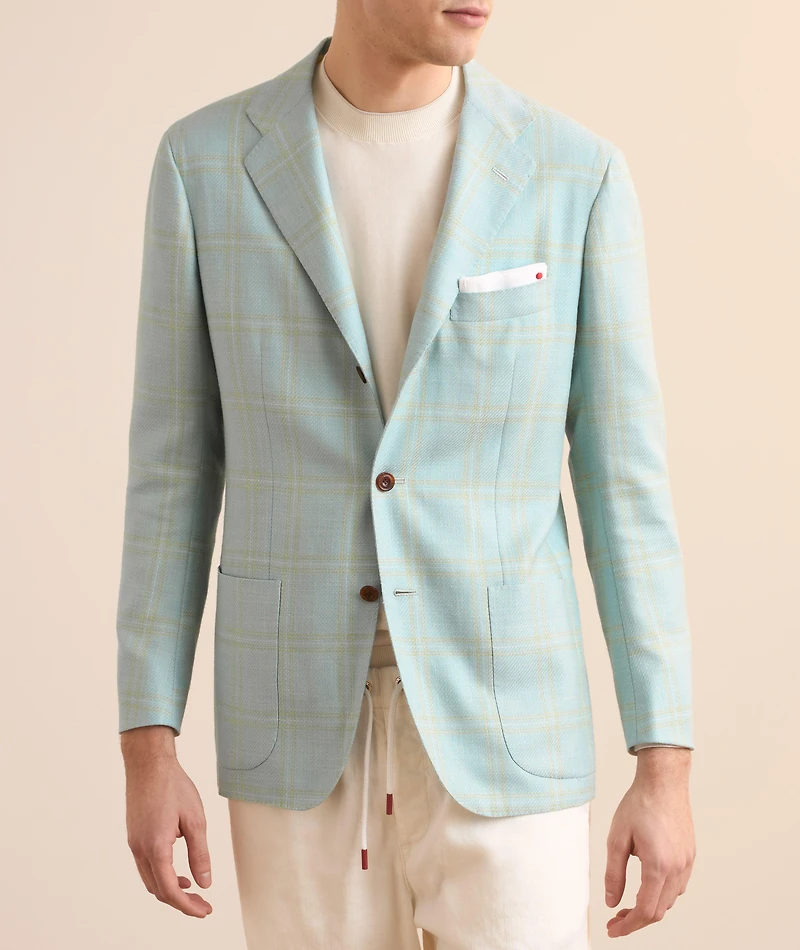 Windowpane Cashmere-Blend Sport Jacket