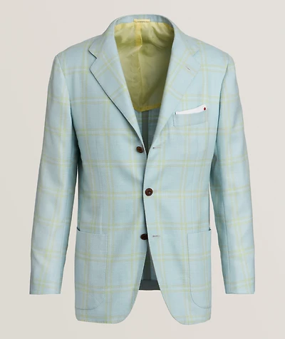 Windowpane Cashmere-Blend Sport Jacket