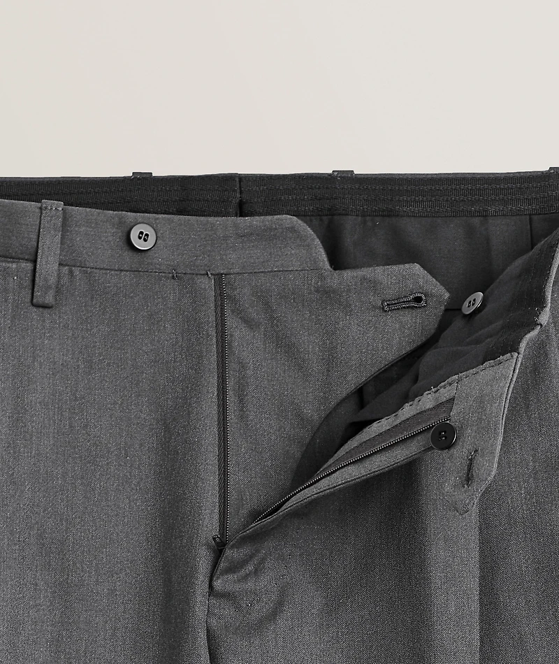 Stretch-Cotton Double Pleated Dress Pants