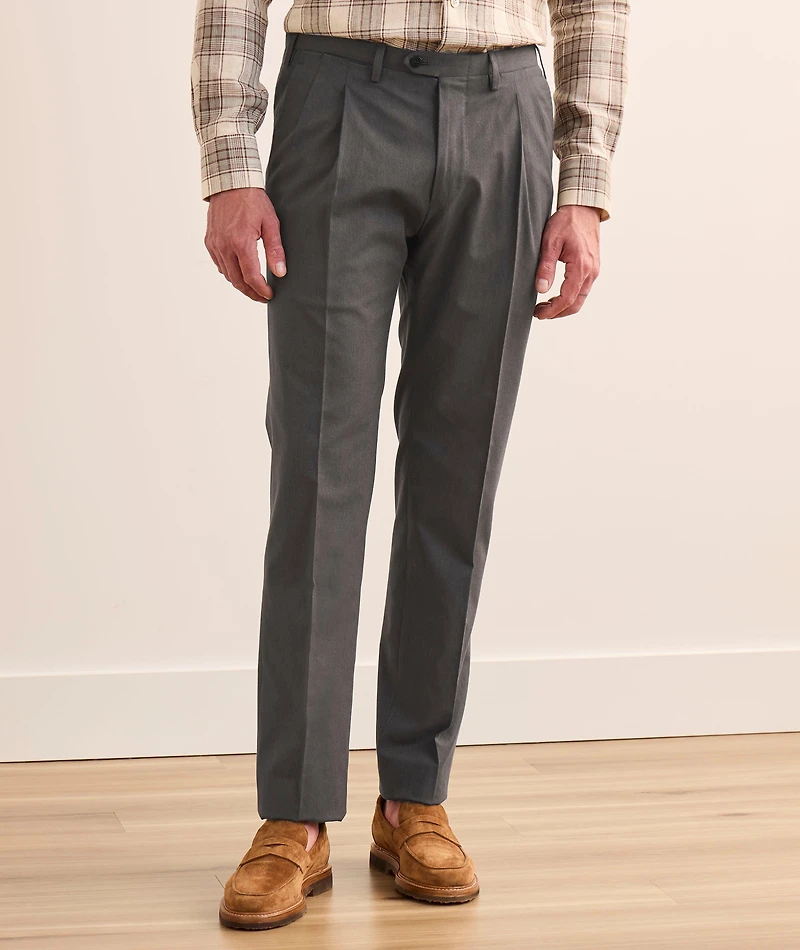 Stretch-Cotton Double Pleated Dress Pants