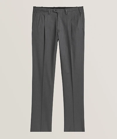Stretch-Cotton Double Pleated Dress Pants