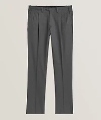 Stretch-Cotton Double Pleated Dress Pants