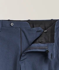Stretch-Cotton Double Pleated Dress Pants