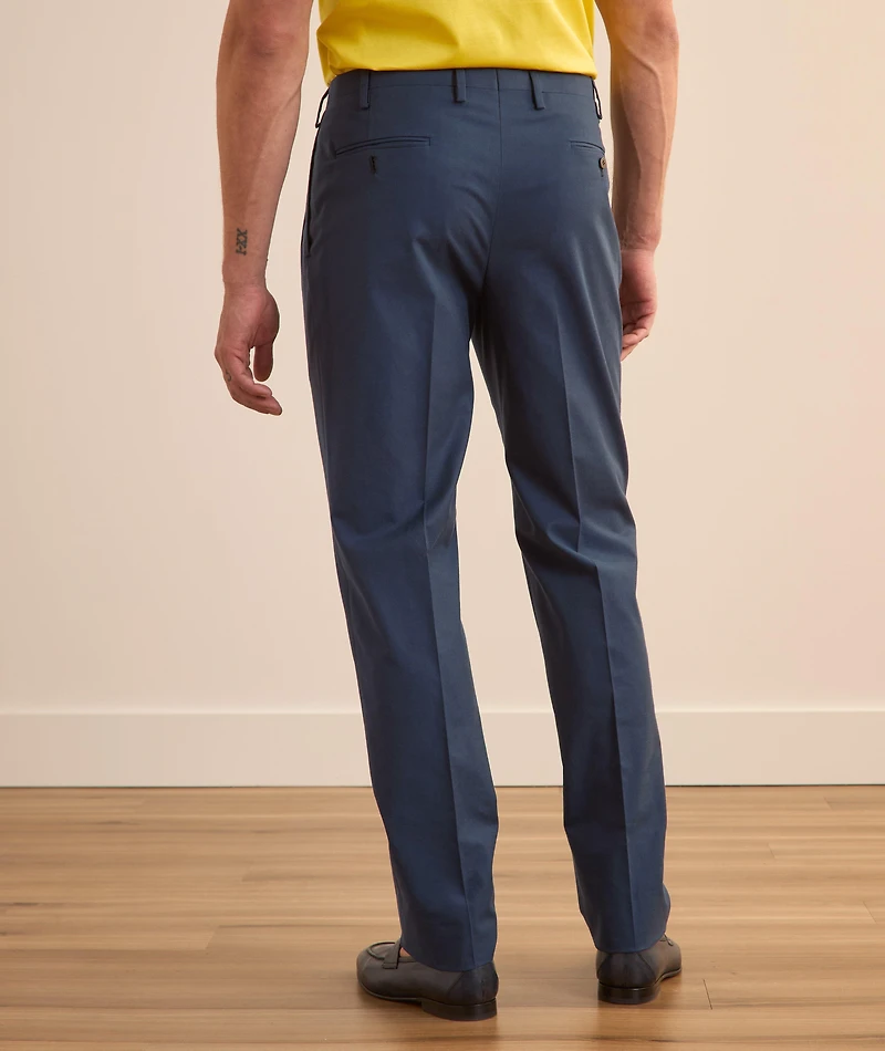 Stretch-Cotton Double Pleated Dress Pants