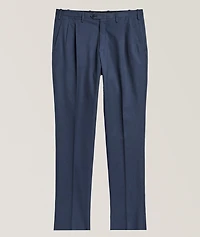 Stretch-Cotton Double Pleated Dress Pants