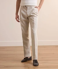 Stretch-Cotton Double-Pleated Dress Pants