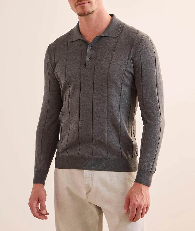 Cotton Wide Rib-Knit Polo