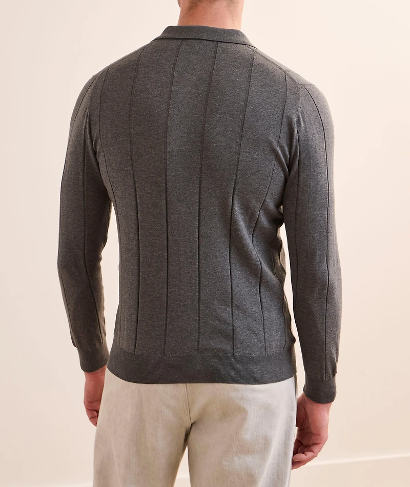 Cotton Wide Rib-Knit Polo