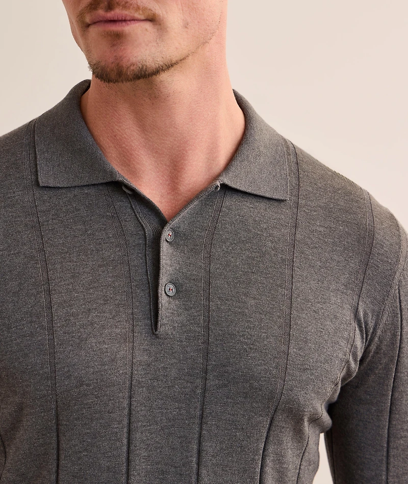 Cotton Wide Rib-Knit Polo