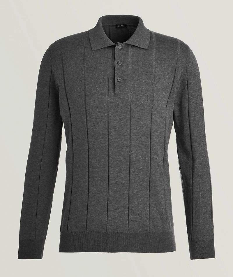 Cotton Wide Rib-Knit Polo