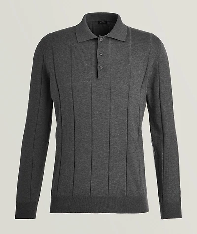 Cotton Wide Rib-Knit Polo