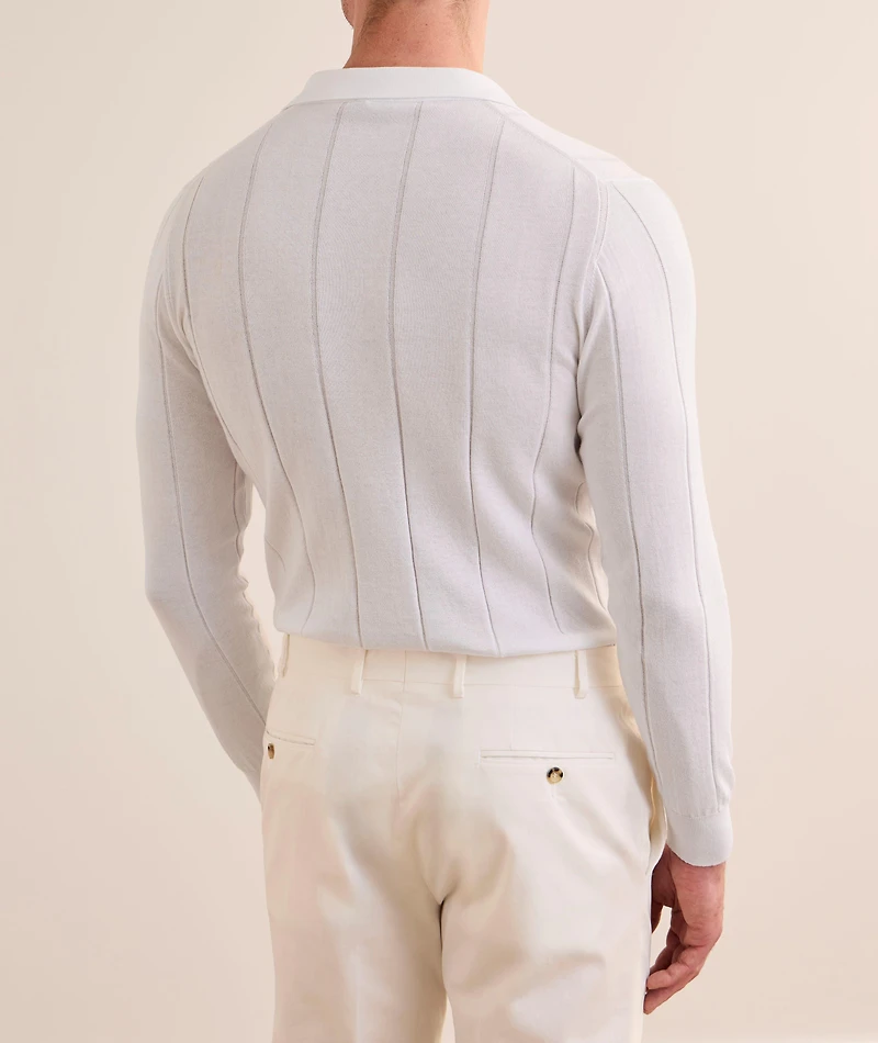 Wide Rib-Knit Cotton Polo
