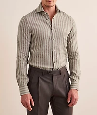 Wide Stripe Stretch-Linen Shirt