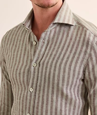 Wide Stripe Stretch-Linen Shirt