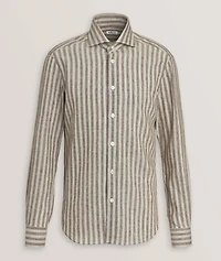 Wide Stripe Stretch-Linen Shirt