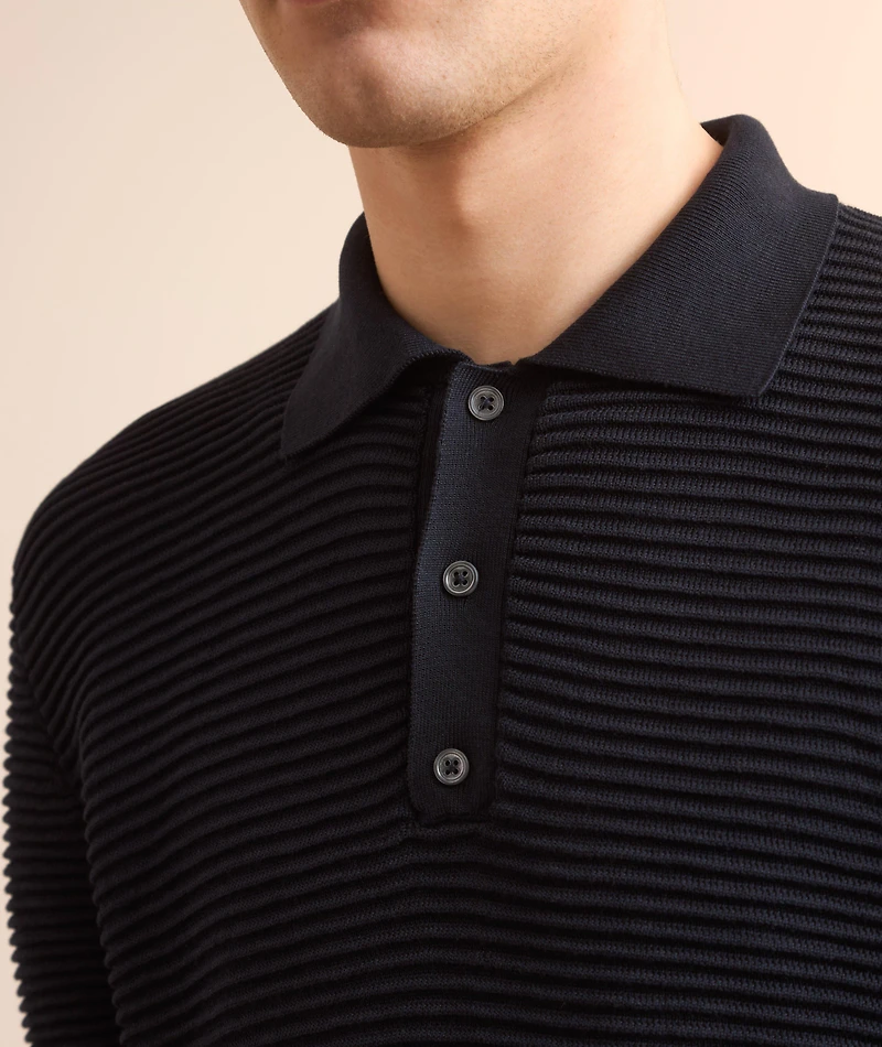 Waffle-Knit Silk-Cotton Polo