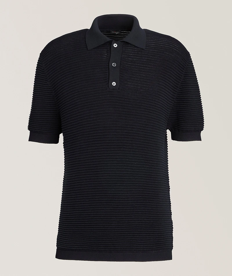 Waffle-Knit Silk-Cotton Polo