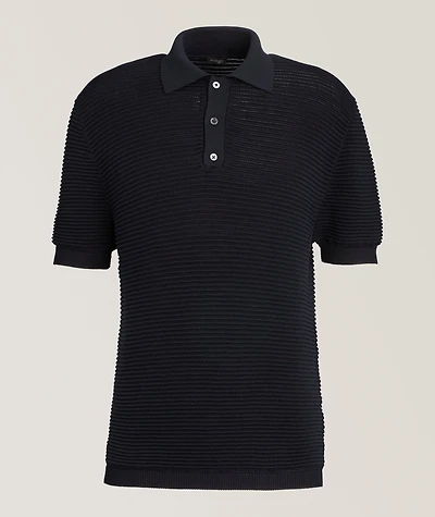 Waffle-Knit Silk-Cotton Polo