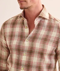 Plaid Stretch-Linen Shirt