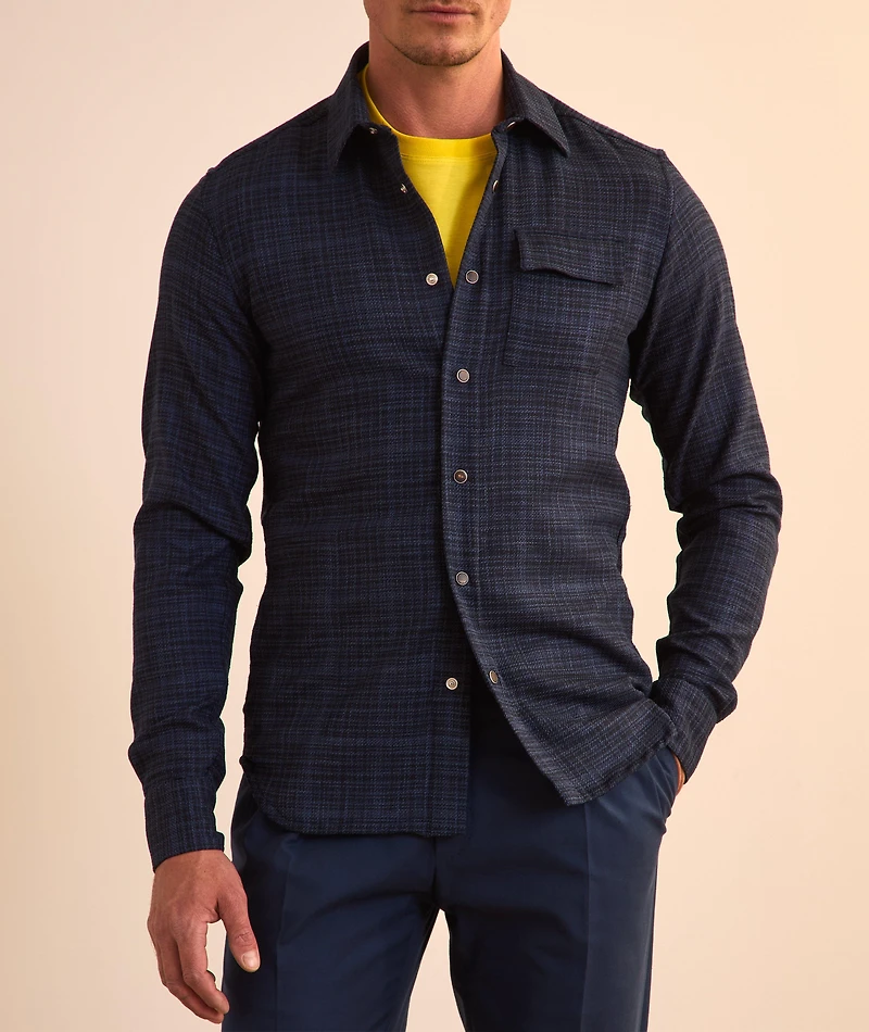 Mélange Checked Wool-Blend Overshirt