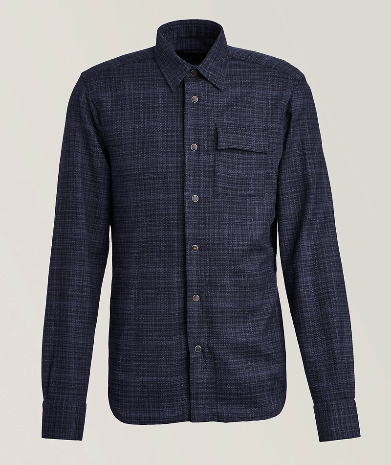 Mélange Checked Wool-Blend Overshirt