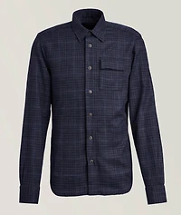 Mélange Checked Wool-Blend Overshirt