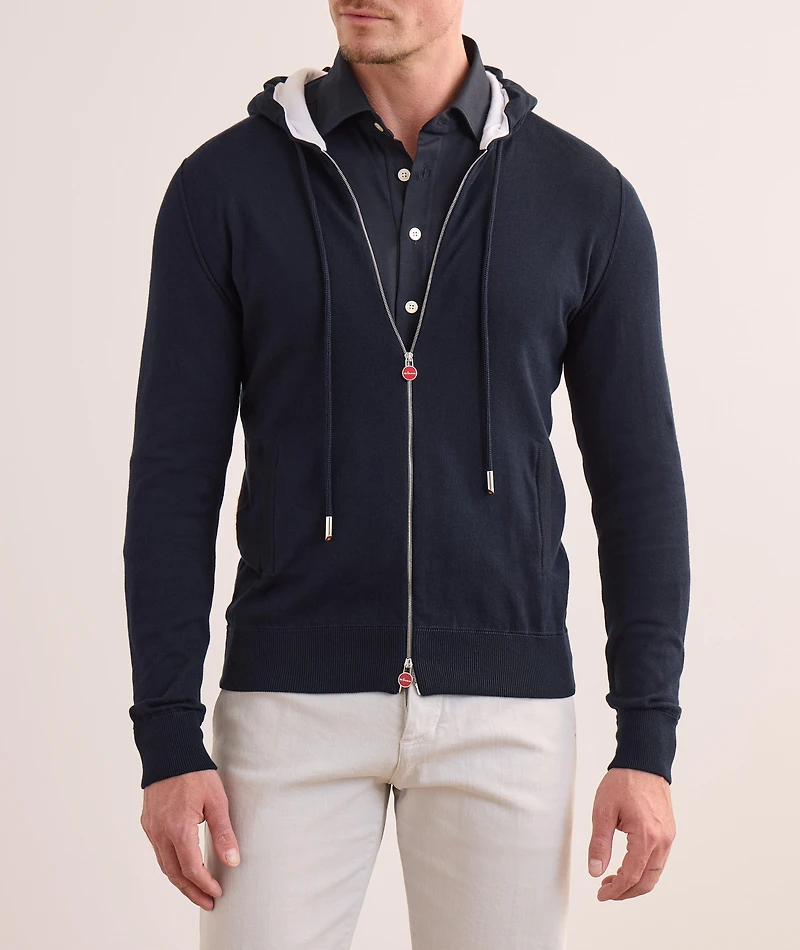 Contrast Cotton Knit Hooded Sweater