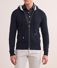Contrast Cotton Knit Hooded Sweater