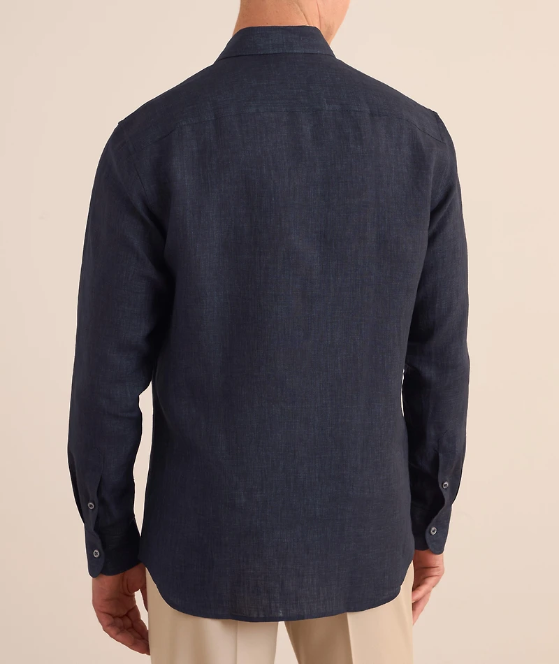 Hidden Button-Down Linen Shirt