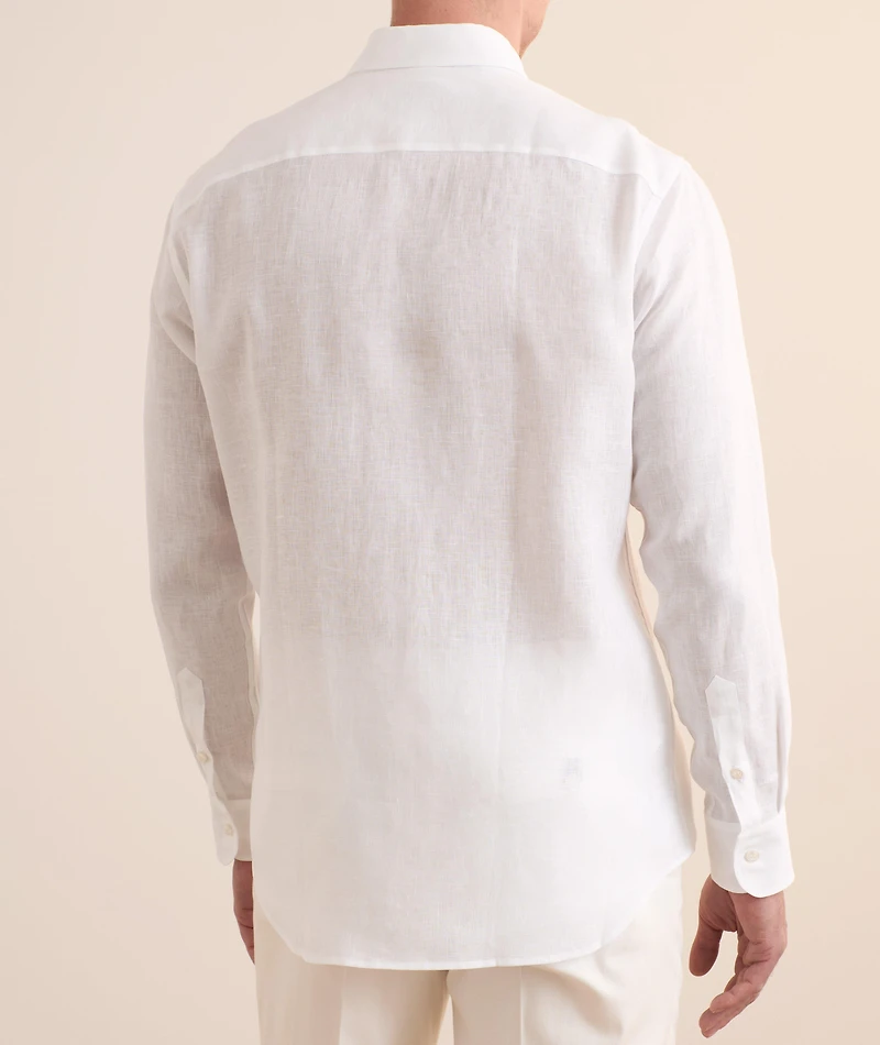 Hidden Button-Down Linen Shirt