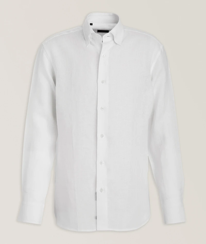 Hidden Button-Down Linen Shirt