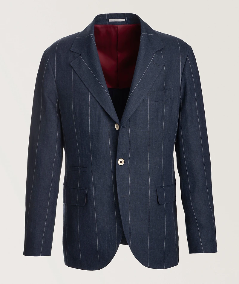 Pinstripe Linen Suit Jacket