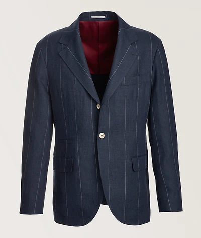 Pinstripe Linen Suit Jacket