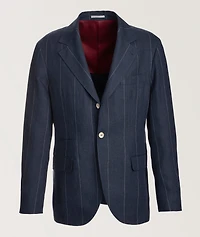 Pinstripe Linen Suit Jacket