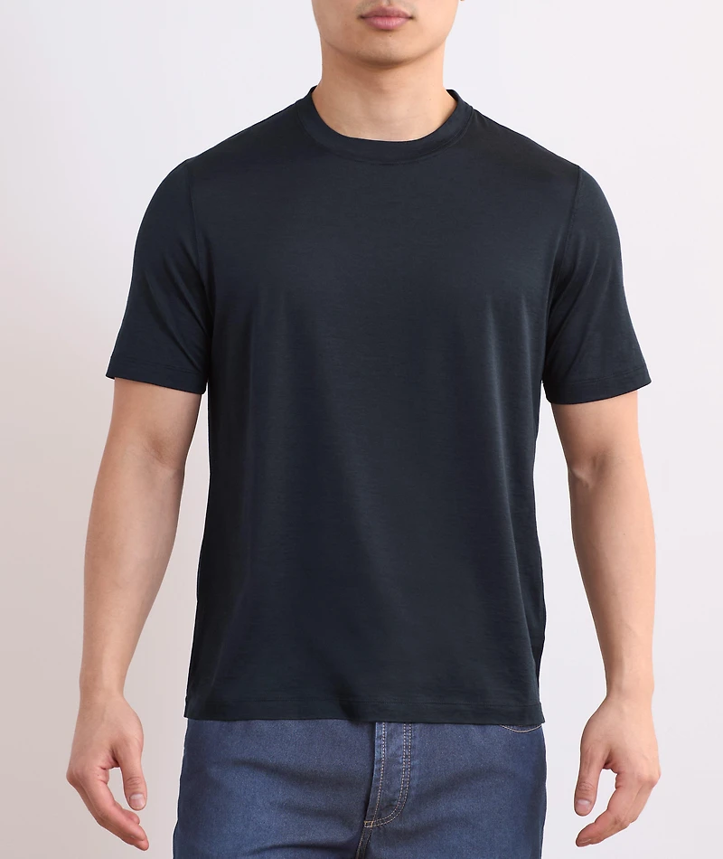 Silk-Cotton Crewneck T-Shirt