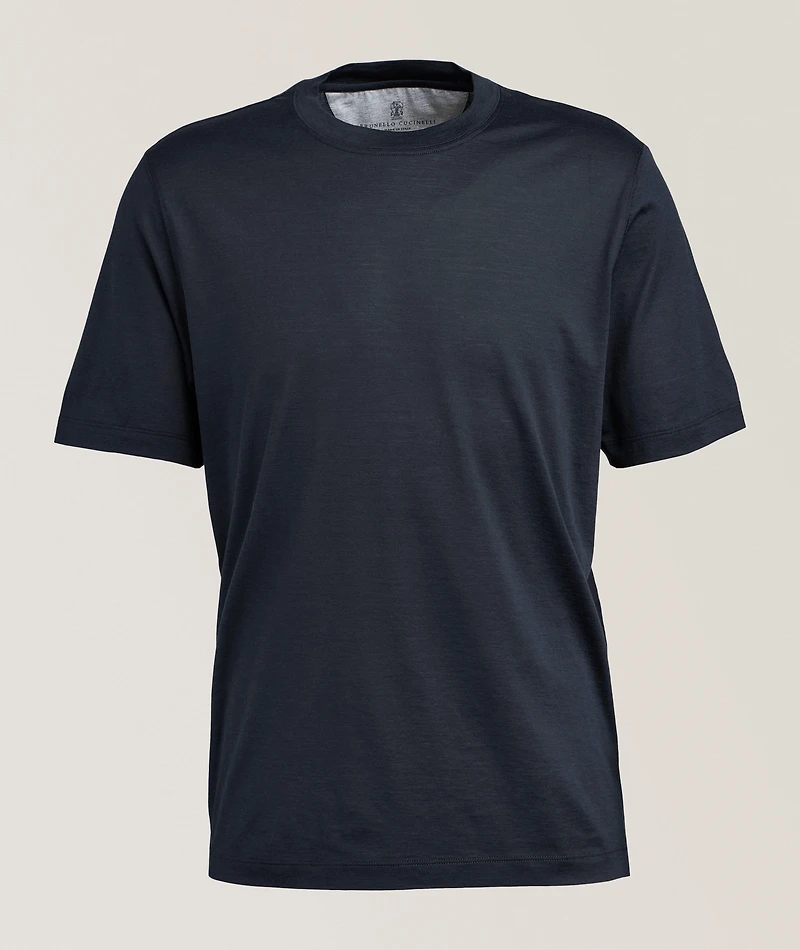 Silk-Cotton Crewneck T-Shirt
