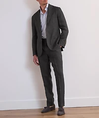 Leasure-Fit Herringbone Linen Pleated Pants