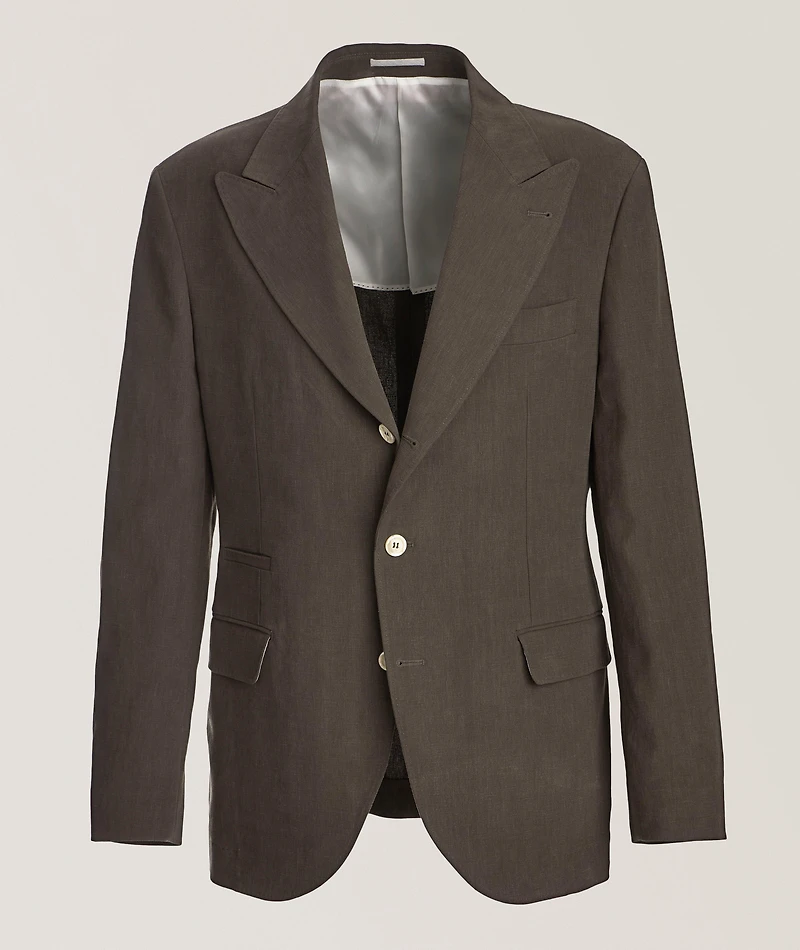 Peak Lapel Linen Suit Jacket