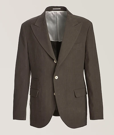 Peak Lapel Linen Suit Jacket