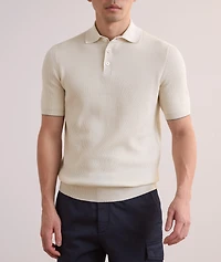 Ribbed Cotton Polo Sweater