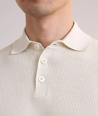 Ribbed Cotton Polo Sweater
