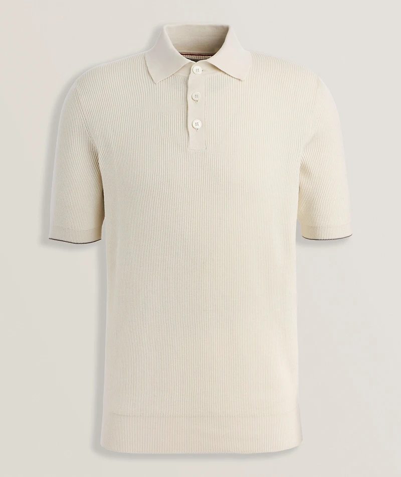 Ribbed Cotton Polo Sweater