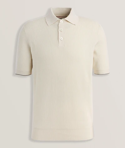 Ribbed Cotton Polo Sweater