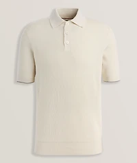 Ribbed Cotton Polo Sweater