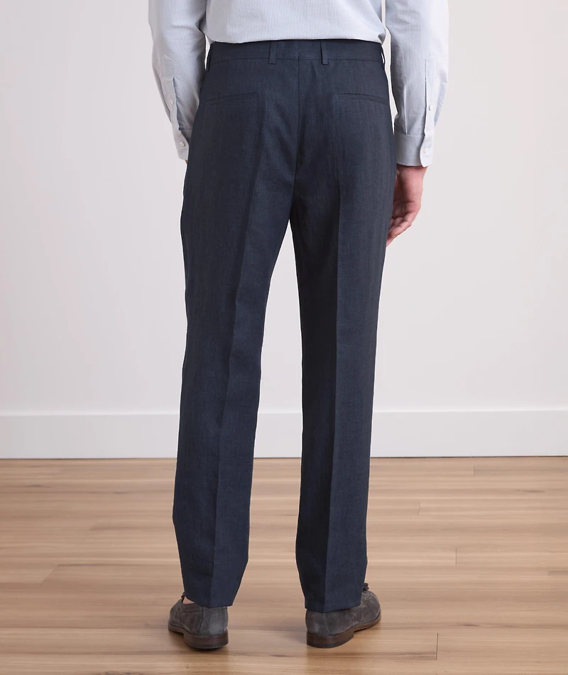 Leasure-Fit Linen Pleated Pants